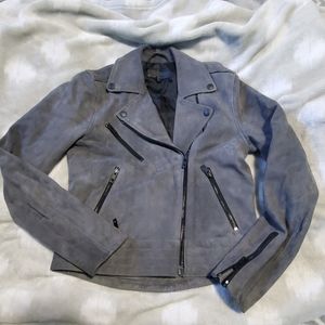 Rag & Bone gray suede moto jacket.